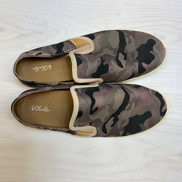Olukai Pehuea Pai Camo Canvas Slip On Loafers Womens US Size 8 EU 38 - Picture 8 of 11